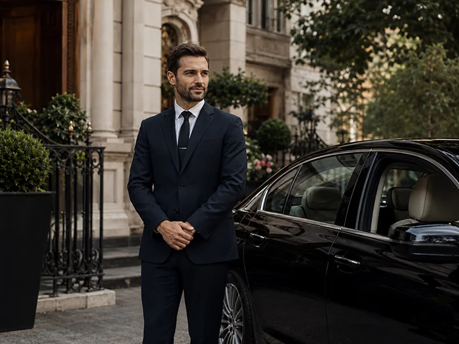 Luxury chauffeur car on a UK road