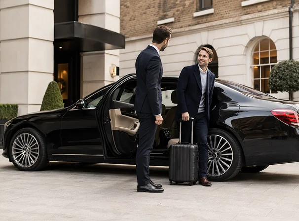 Luxury chauffeur car on a UK road