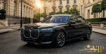 Luxury chauffeur car on a UK road