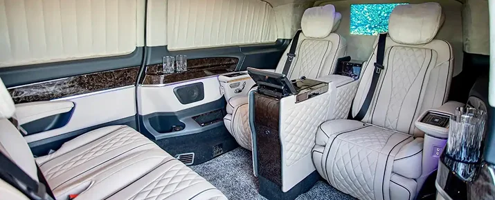 Mercedes Jet Class chauffeur UK luxury VIP vehicle interior for private travel