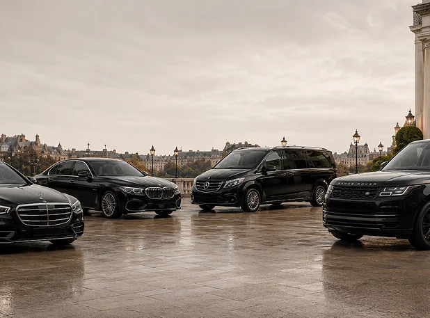 Luxury chauffeur car on a UK road