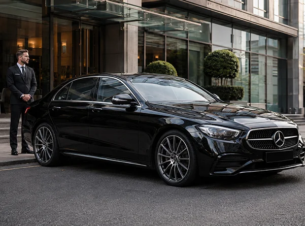 Luxury chauffeur car on a UK road